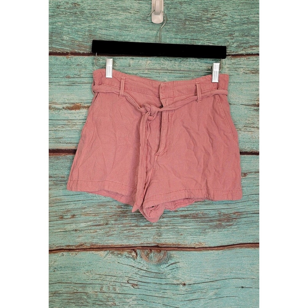Abercrombie & Fitch Women's Pink Linen Blend Flowy Shorts Size Small High Rise